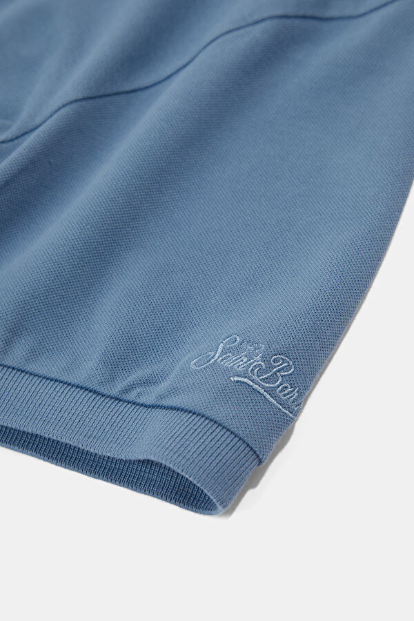 Relax Fit Blue Polo Collar Men's T-Shirt 4