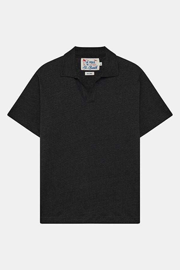 Relax Fit Black Polo Collar Men's T-Shirt