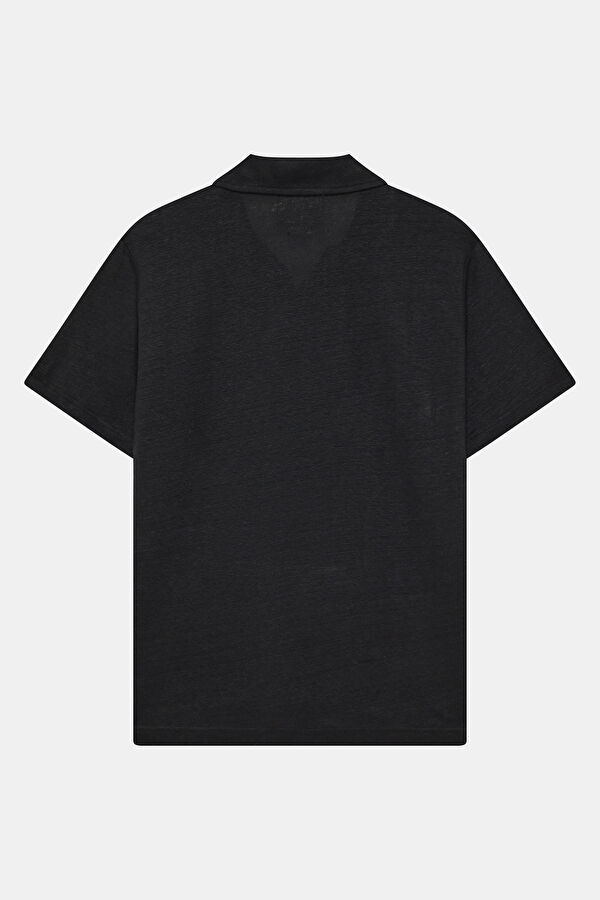 Relax Fit Black Polo Collar Men's T-Shirt 2