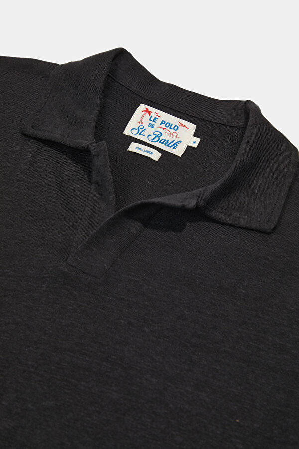 Relax Fit Black Polo Collar Men's T-Shirt 3