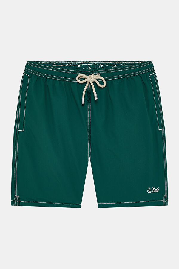 Green Patterned Elasticated Men's Swimsuit