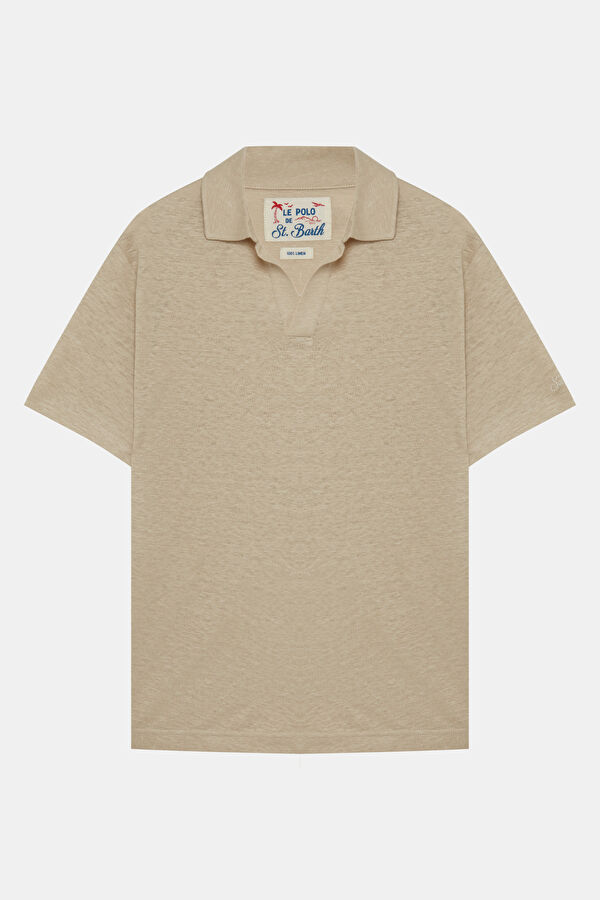 Relax Fit Beige Polo Collar Men's T-Shirt