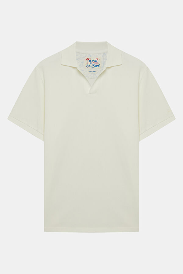 Relax Fit Ecru Polo Collar Men's T-Shirt