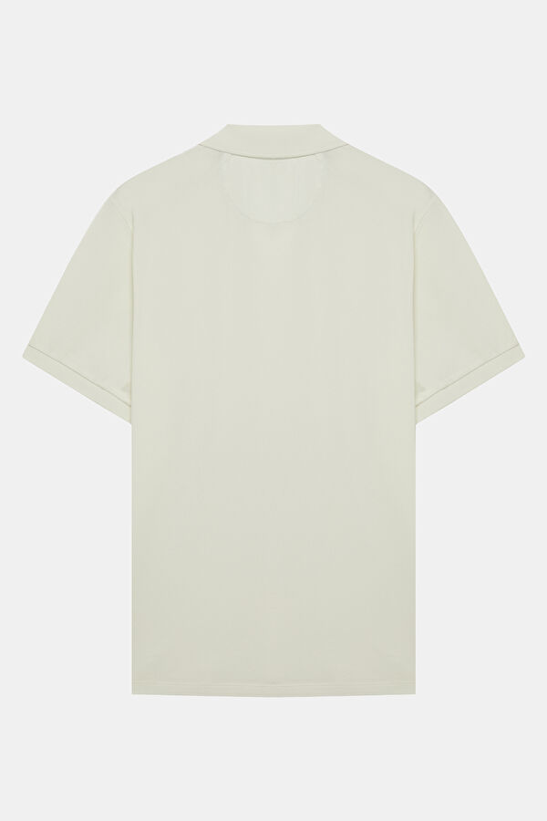 Relax Fit Ecru Polo Collar Men's T-Shirt 2