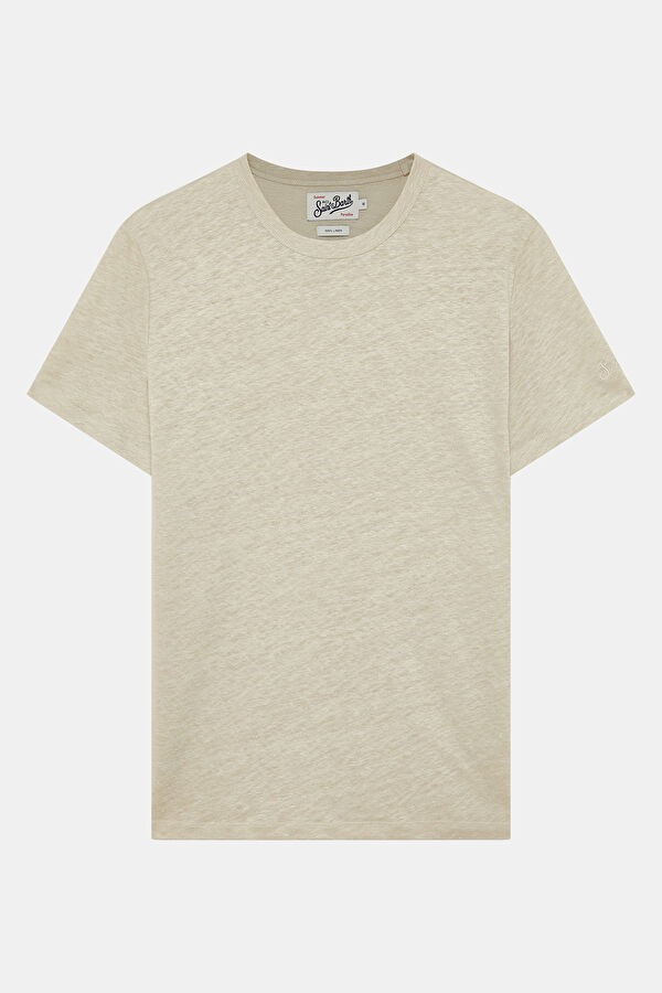 Relax Kalıp Bej Bisiklet Yaka Erkek T-Shirt