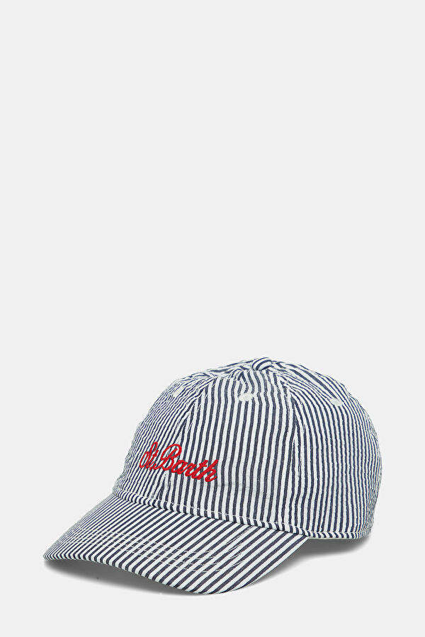 Baseball Seersucker Striped Men's Blue Hat