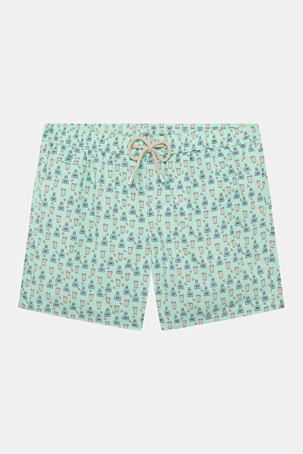 Lighting Micro Fantasy Cocktail Pattern Men's Light Green Swimsuit
