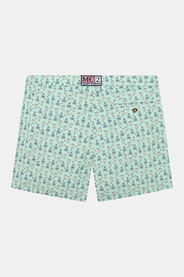 Lighting Micro Fantasy Cocktail Pattern Men's Light Green Swimsuit 2