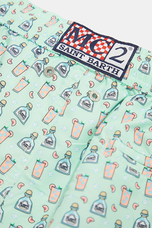 Lighting Micro Fantasy Cocktail Pattern Men's Light Green Swimsuit 5