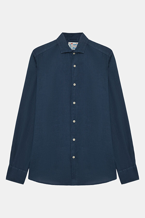 Pamplona Men's Navy Linen Shirt