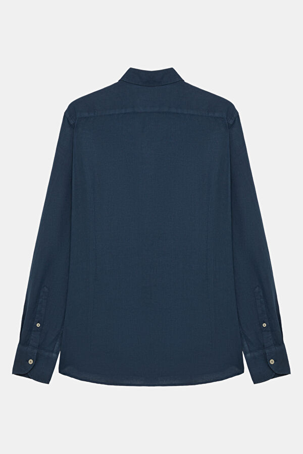Pamplona Men's Navy Linen Shirt 2