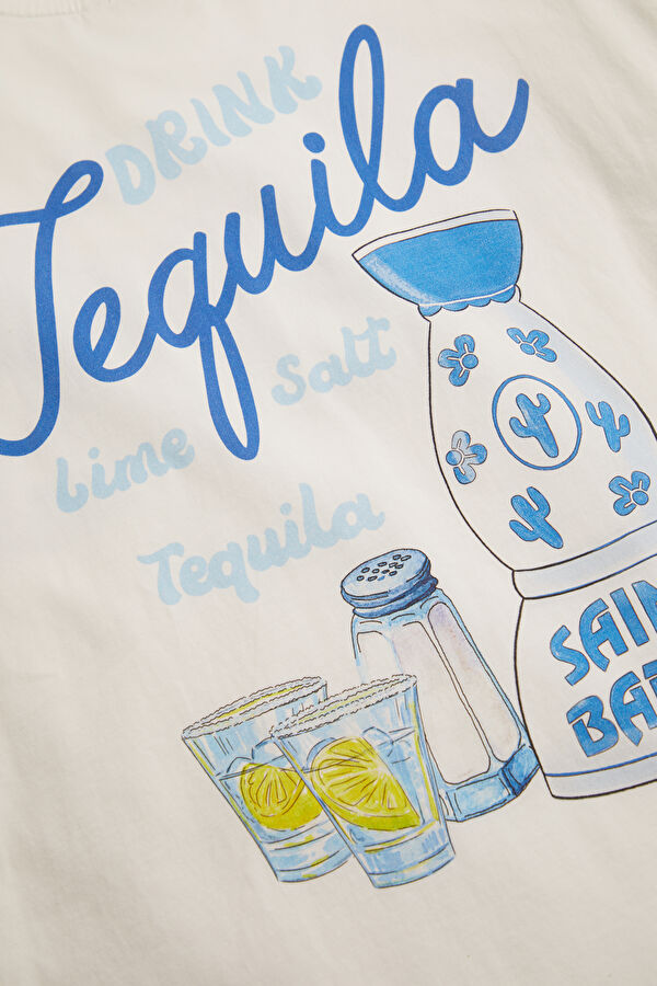 Portland Drink Tequila Erkek Beyaz T-Shirt 4