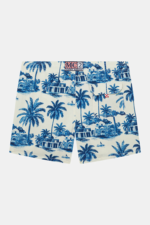 Blue Patterned Elasticated Men's Swimsuit 2