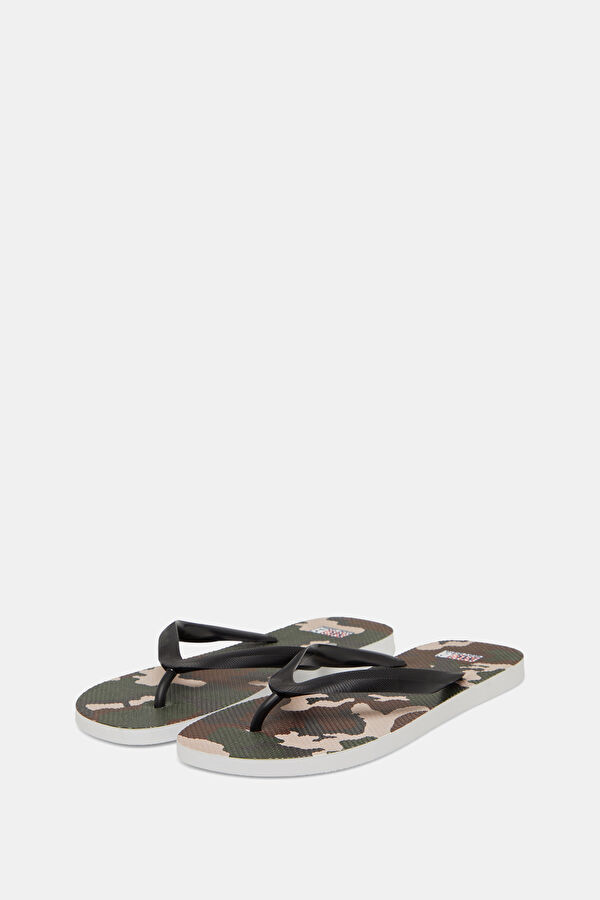 Tommy Camouflage Patterned Men's Khaki Slippers 2