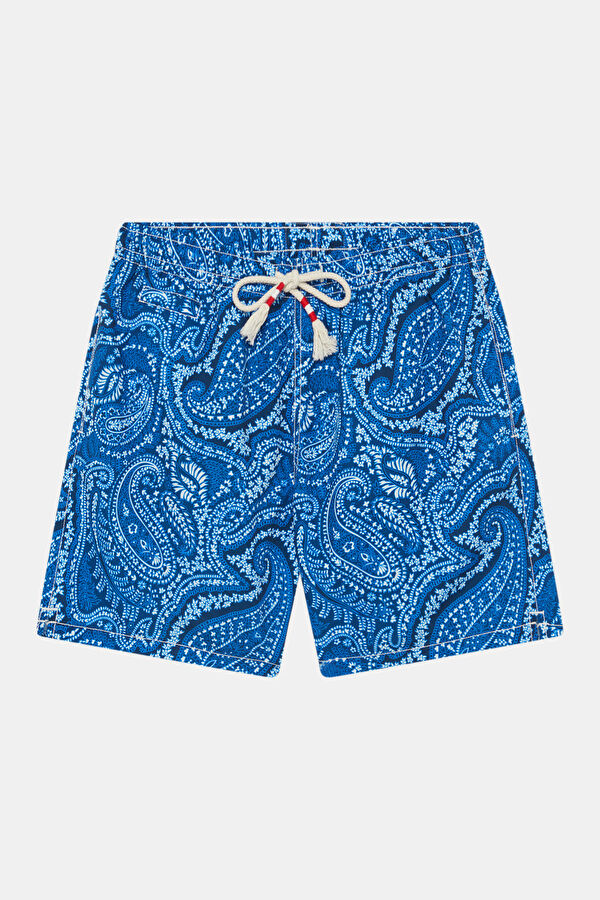 Caprese Banyan Şal Desenli Erkek Mavi Mayo