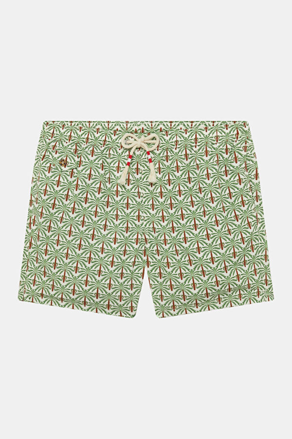Lighting 70 Palm Pattern Men's Light Green Swimsuit