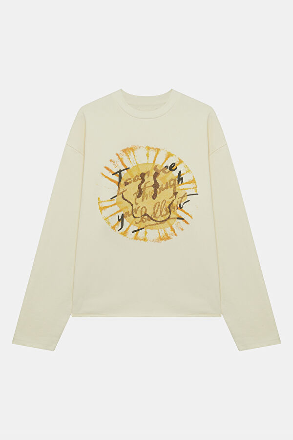 Relax Fit White Crew Neck Printed Men's T-Shirt