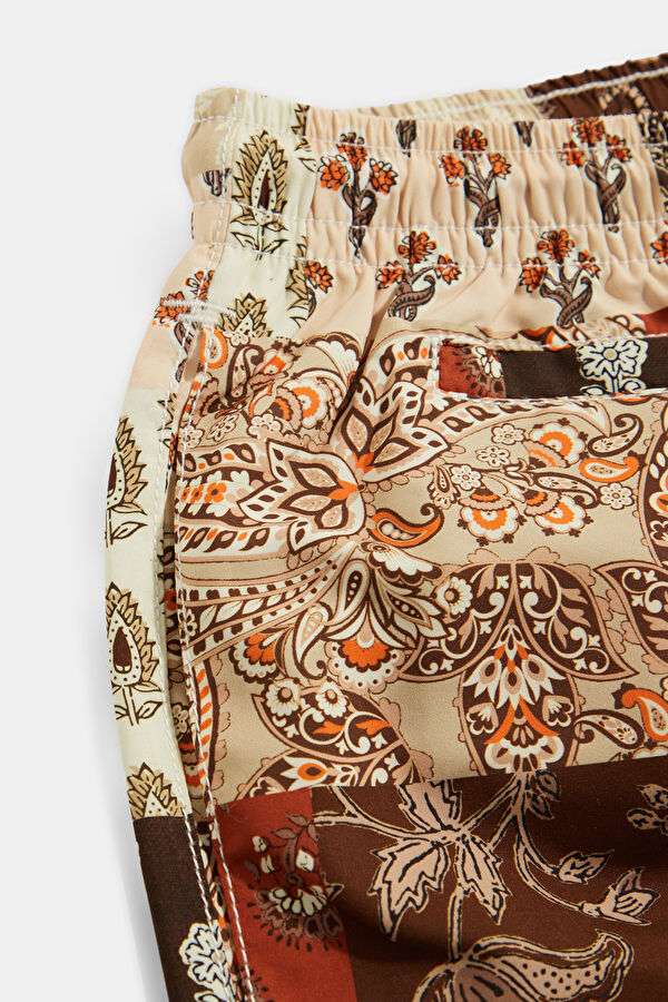 Men's Brown Swim Shorts with Patch Detail 4