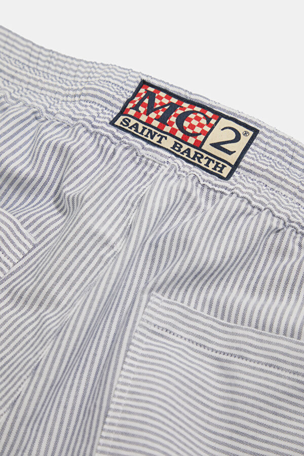 Calais Oxford Striped Men's Light Blue Trousers 5