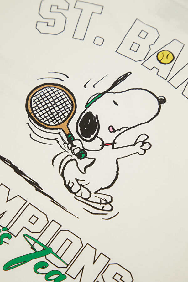 Portland Snoopy Tennis Men's Cream T-Shirt 6