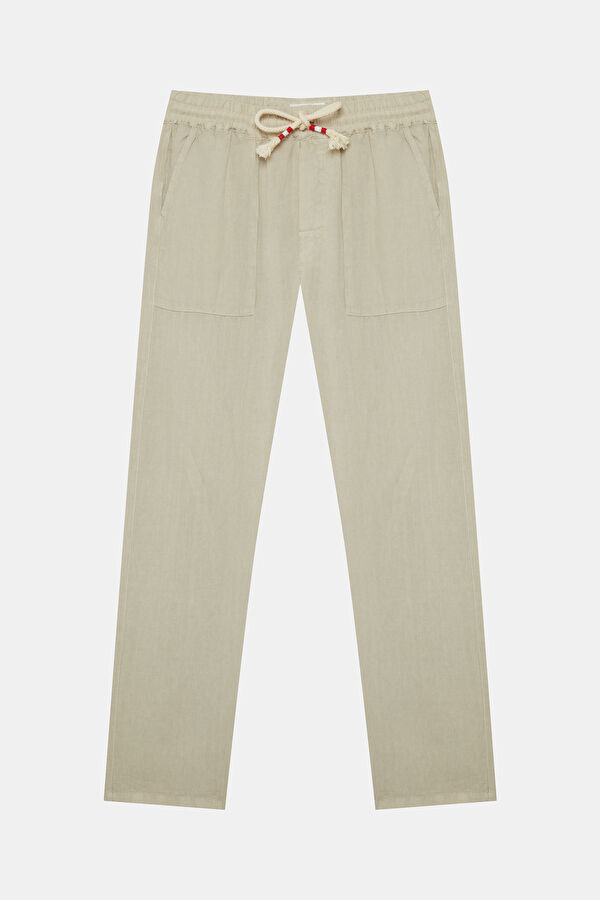 Calais Men's Beige Linen Trousers