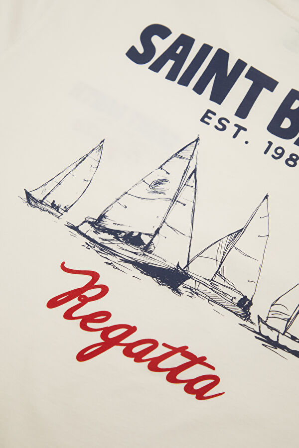 Portland Sail Boat Erkek Krem T-Shirt 9