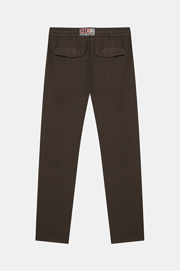 Calais Wide Leg Erkek Kahve Keten Pantolon 2
