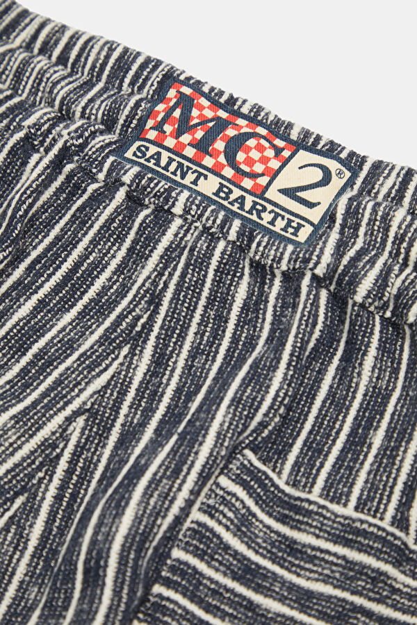Calais Crochet Striped Men's Blue Trousers 5