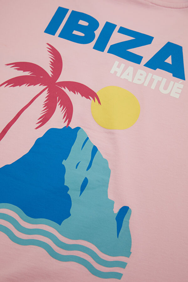 Portland ibiza Postcard Erkek Pembe T-Shirt 6