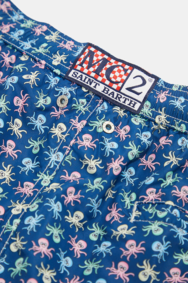 Lighting Micro Fantasy Octopus Pattern Men's Blue Swimsuit Swimsuit 5