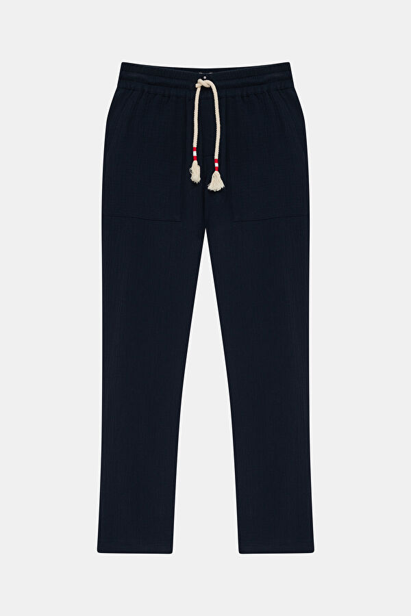 Calais Cotton Gofre Men's Navy Trousers