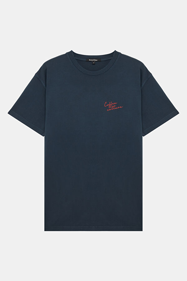 Relax Fit Navy Crew Neck Printed Men's T-Shirt