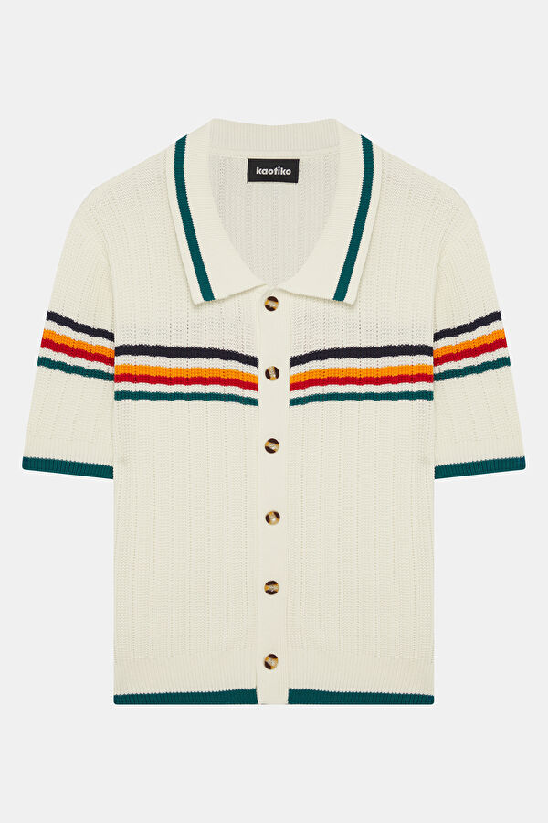 Relax Fit White Striped Men's Shirt