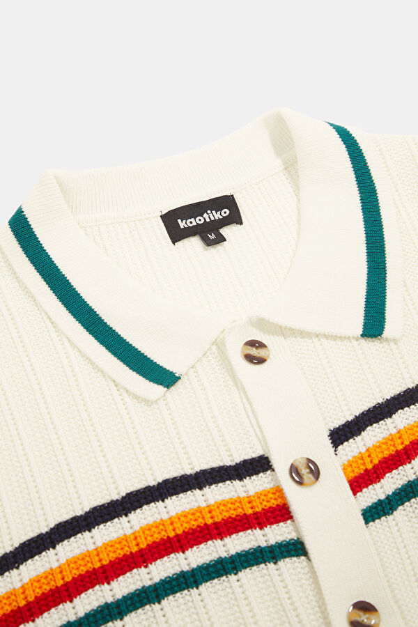 Relax Fit White Striped Men's Shirt 3