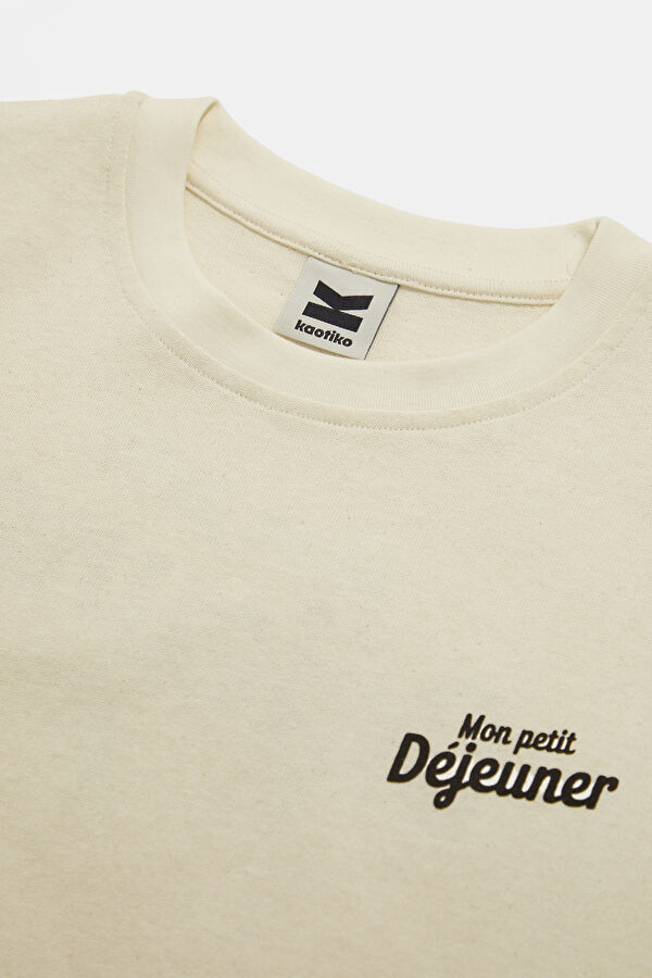 Relax Fit Cream Crew Neck Printed Men's T-Shirt 3