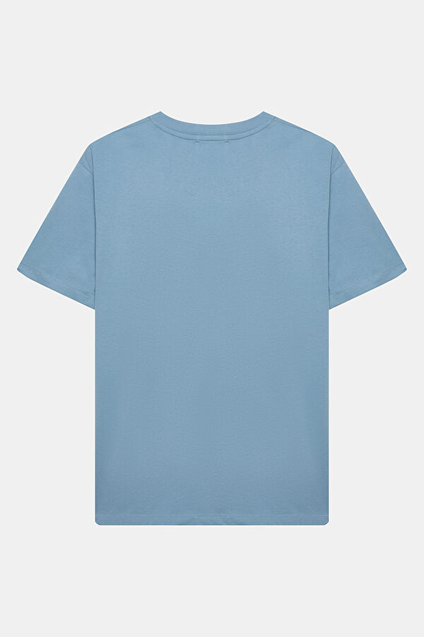 Relax Fit Light Blue Crew Neck Printed Men's T-Shirt 2