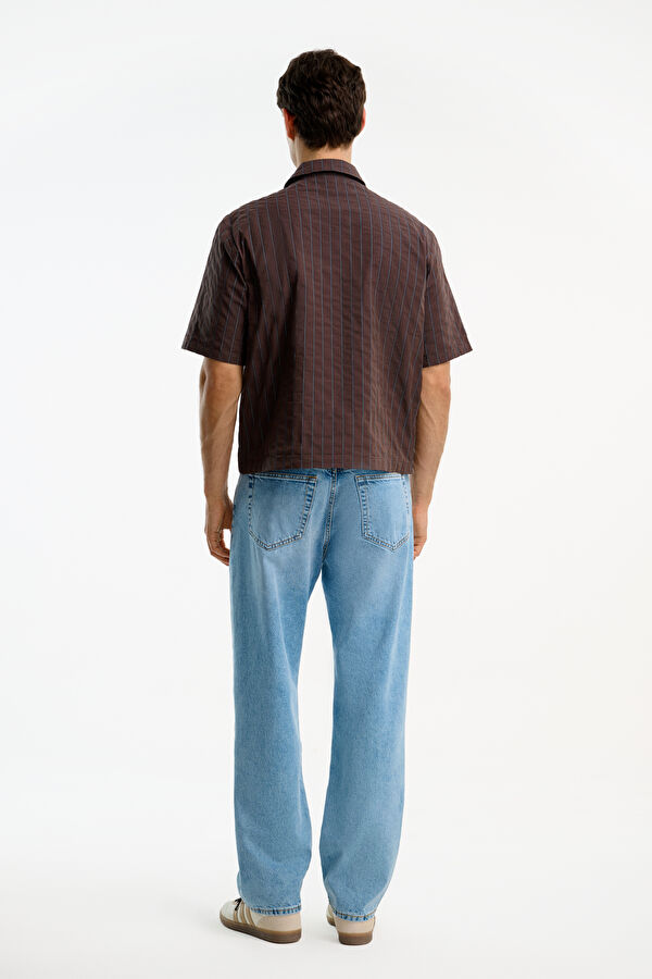 Relax Fit Brown Striped Men's Shirt 2
