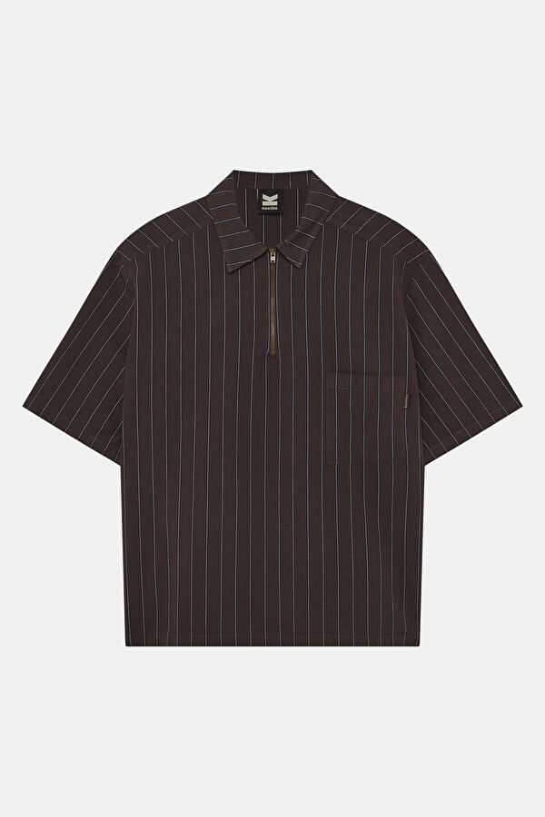 Relax Fit Brown Striped Men's Shirt 4