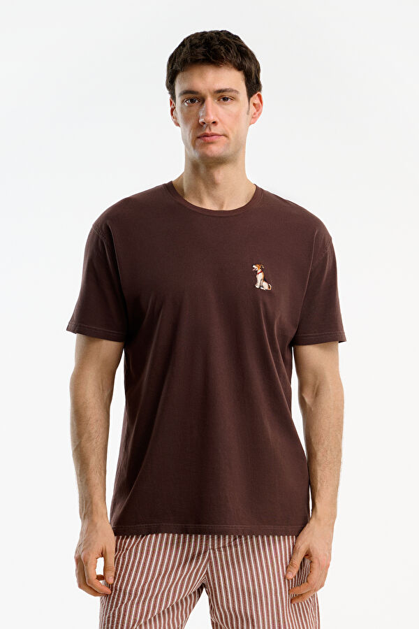 Relax Fit Coffee Crew Neck Printed Men's T-Shirt