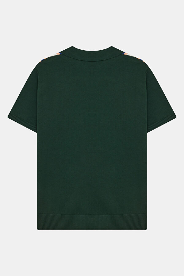 Relax Kalıp Yeşil Çizgili Desenli Erkek T-Shirt 2