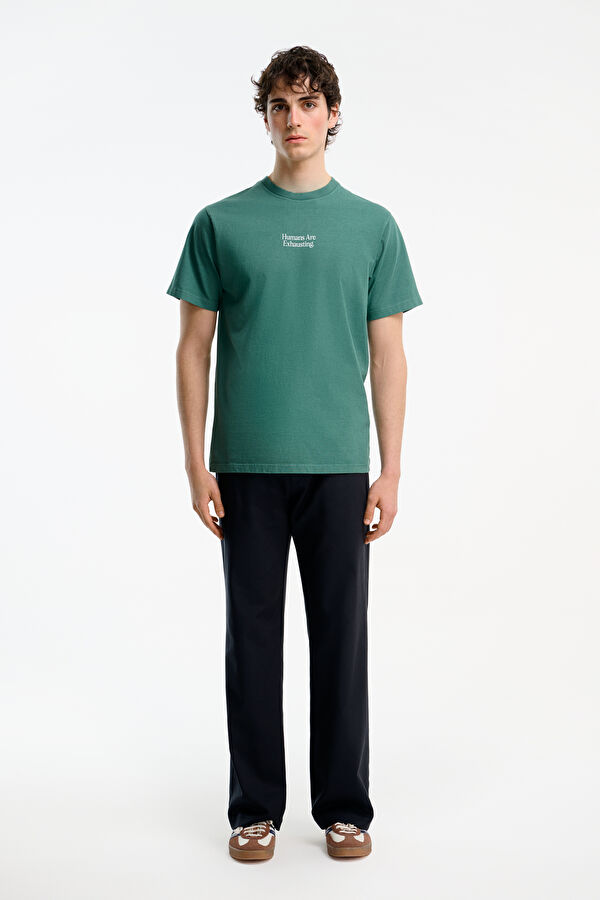 Relax Fit Dark Green Crew Neck Printed Men's T-Shirt 3