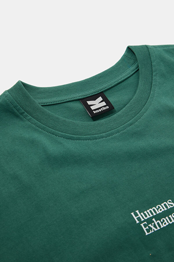 Relax Fit Dark Green Crew Neck Printed Men's T-Shirt 6