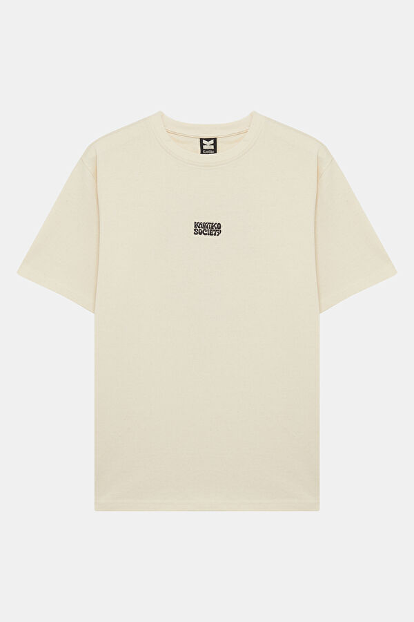 Relax Fit Cream Crew Neck Printed Men's T-Shirt