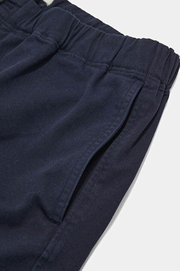 Navy Cotton Elastane Men's Shorts 4