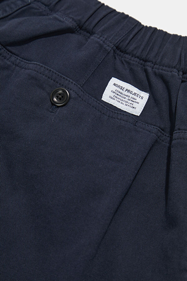 Navy Cotton Elastane Men's Shorts 5