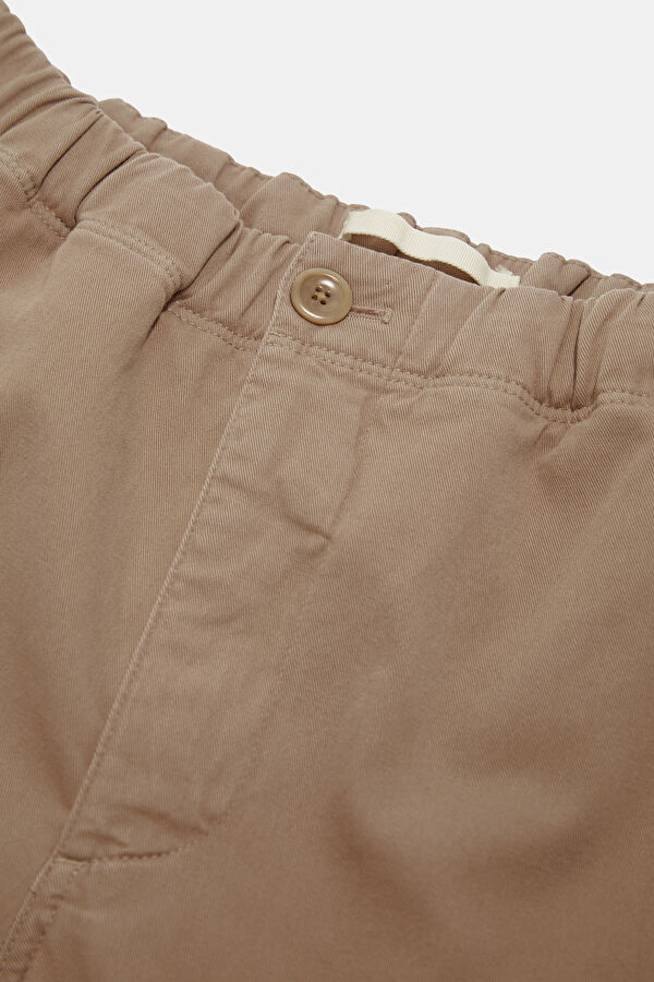 Relax Fit Beige Wide Leg Cotton Elastane Men's Trousers 3