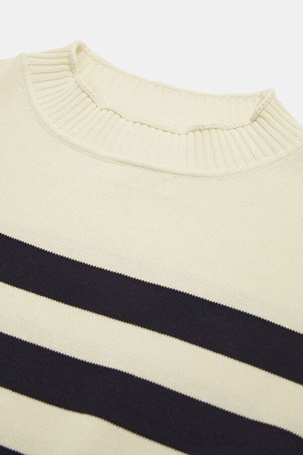 Cream Striped Knit Men's Sweater 6