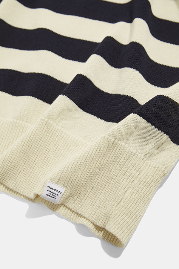Cream Striped Knit Men's Sweater 7