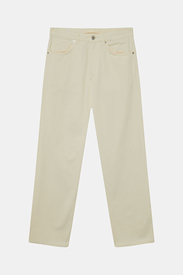 Relax Fit Ecru Wide Leg Men's Trousers