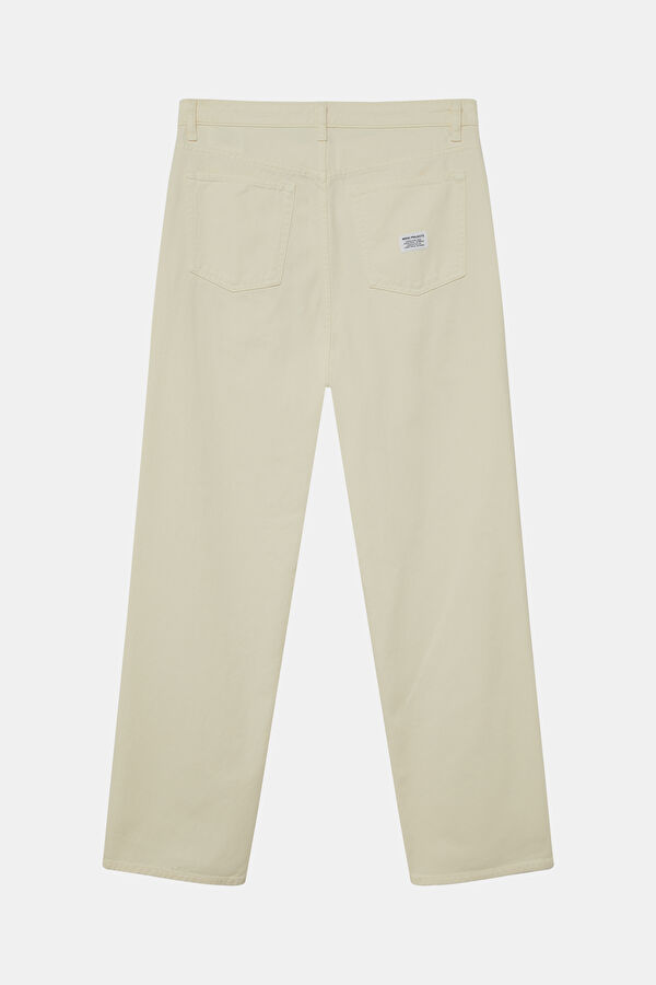Relax Fit Ecru Wide Leg Men's Trousers 2